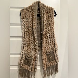 Belle Fare Tan Fur and Knit Vest